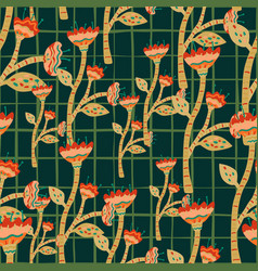 Abstract Flower Seamless Pattern In Naive Art