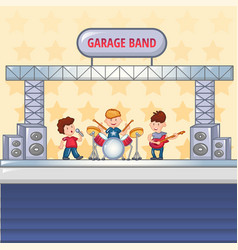 Garage Rock Band Concept Background Cartoon Style