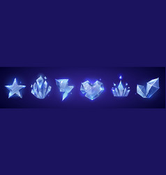 Crystal Game Crown Heart And Star Icon Set