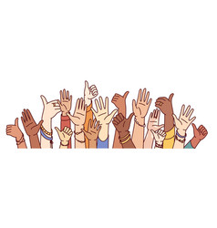 Hands Diverse People Showing Thumbs Up Or Greeting