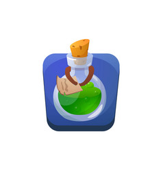 Magic Green Potion Flask On Blue Button