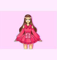 Pretty Girl With Red Dress Design