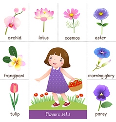 Little cute girl watering flowers Royalty Free Vector Image