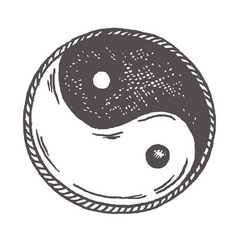 Ying Yang Sketch Symbol Vintage