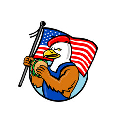 American Eagle Holding Burger And Usa Flag Mascot