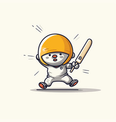 Astronaut Running With Baseball Bat Cute Cartoon