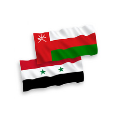 Flags Of Sultanate Of Oman And Syria On A White