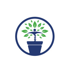 Flower Pot And Human Plant Logo Design