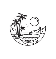 Tropical Beach Monoline Design