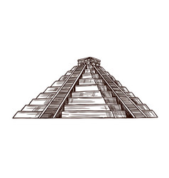 Aztec Pyramid Sketch Mexican Cinco De Mayo Symbol