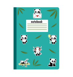 School Notebook With Panda Cute On Note Pad