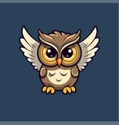 Cute Cartoon Owl On A Dark Blue Background