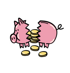 Broken Piggy Bank With Coins