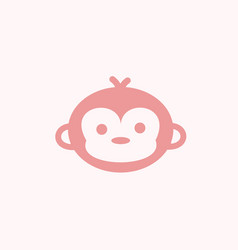 Cute Monkey Face In Pastel Pink Logo