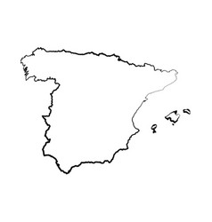 Hand Drawn Lined Spain Simple Map Drawing