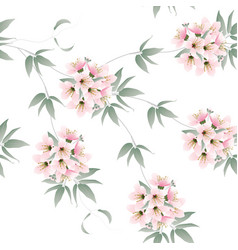 Pink Flower Bouquets And Vine Seamless Pattern