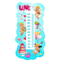 Kids Height Chart With Cupids Balloons And Sweets