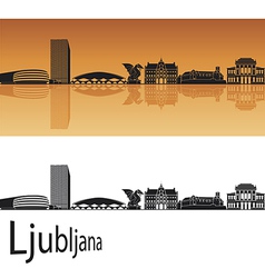 Ljubljana Skyline In Orange Background