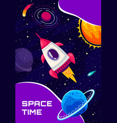 Space Travel Banner Cartoon Vertical Card