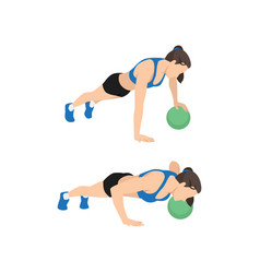 Woman Doing Single Arm Medicine Ball Push Up