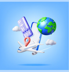 3d Airline Ticket Airplane And Phone