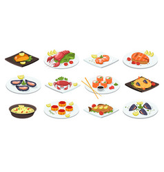 Fish Meal Cartoon Seafood Dishes Traditional