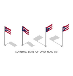 Isometric Flag Of American State Of Ohio