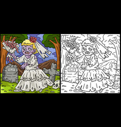 Zombie Bride Coloring Page Colored