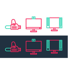 Set Line Smart Tv Chainsaw And Computer Monitor