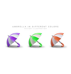 Set Of 3d Opened Umbrellas On White Background