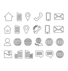 Thin Outline Contact Info Icon Set For Location