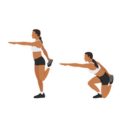 Woman Doing Shrimp Squat Exercise Flat