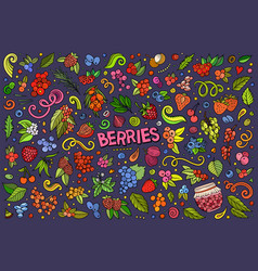 Cartoon Berry Fruits Objects And Symbols Doodle