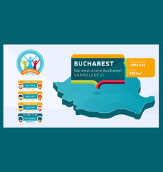 Isometric Romania Country Map Tagged In Bucharest