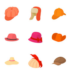 Lukewarm Hat Icons Set Cartoon Style