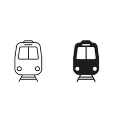 Train Line And Silhouette Black Icon Set Railway