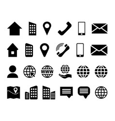 Black Contact Info Icon Set For Location Pin