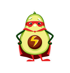 Cartoon Avocado Superhero With Lightning Sign