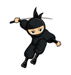 Black ninja cartoon jump Royalty Free Vector Image