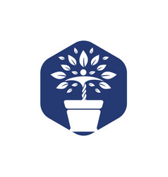 Flower Pot And Human Plant Logo Design