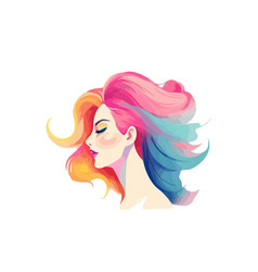 Happy Woman With Colorful Hair Creative Female