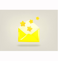 Paper Envelope With Golden Stars 3d