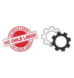 Scratched No Child Labor Round Stamp Seal And Cogs