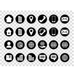 Round Black Contact Info Icon Set For Location