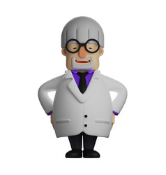 An Old Professor 3d Cartoon Picture With White