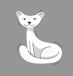 Cute Cat Sitting And Looking Domestic Pet Cartoon