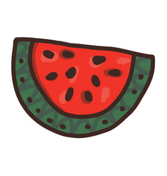 Hand Drawn Watermelon Slice Isolated Icon Funny