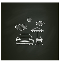 Picnic Near Car Chalk Icon