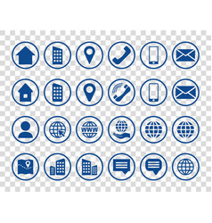 Round Blue Contact Info Icon Set For Location Pin