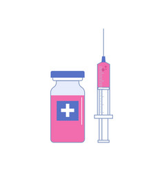 Vaccine In Bottle And Syringe